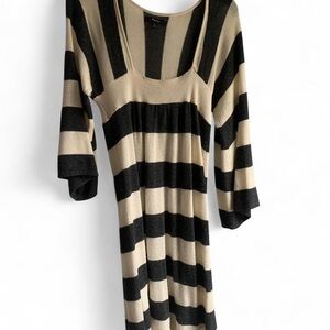 Vintage Express Wool Black and Off White Striped Dress